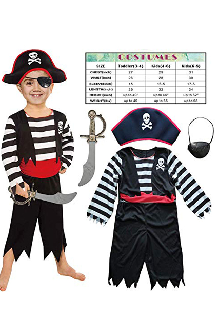 Disfraces de carnaval de niño de 4 a 6 años. Será un temible pirata con sombrero espada y parche.